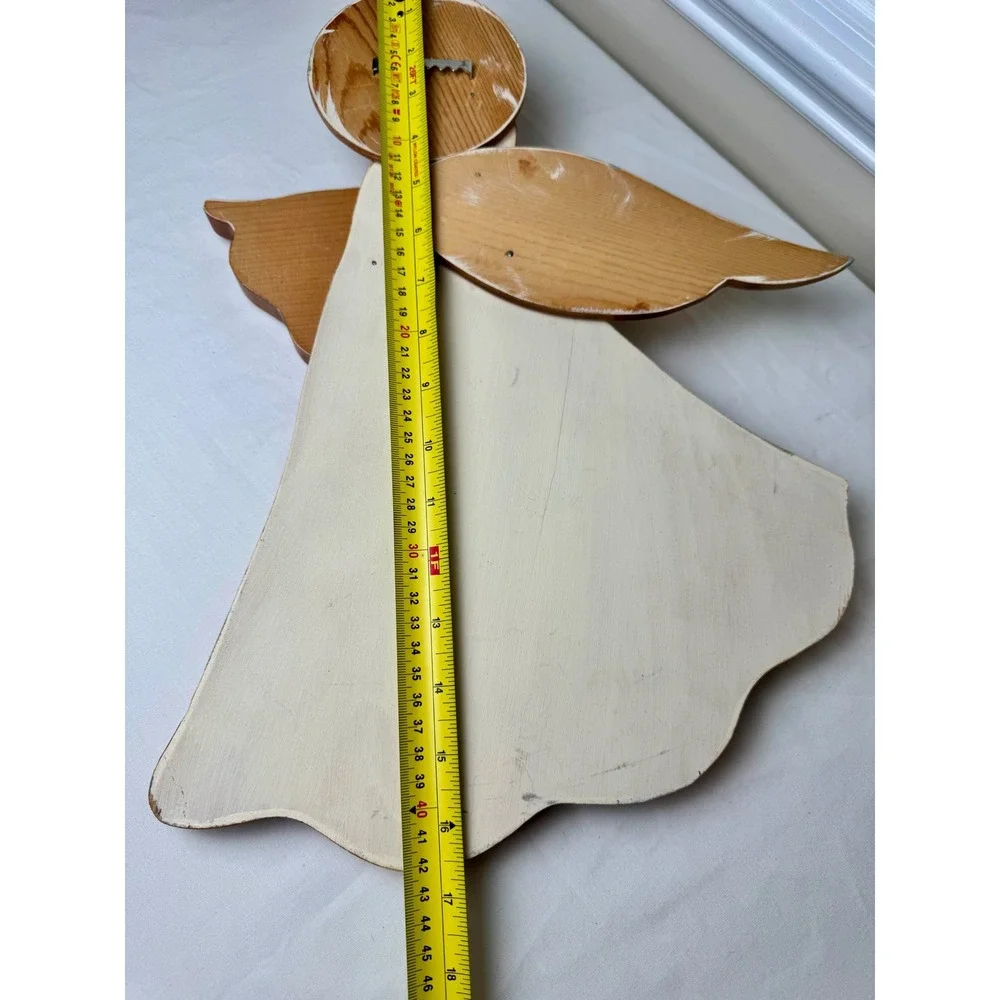 Vintage‎ Hand Painted Wood Angel Wall Hanging Countrycore Cottagecore Decor 17in